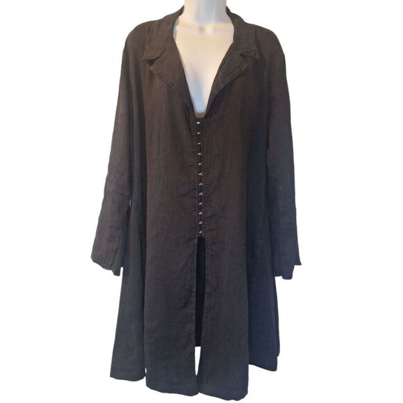 Bodil wearable art black linen/silk long sleeve tunic generous size M - Picture 1 of 9
